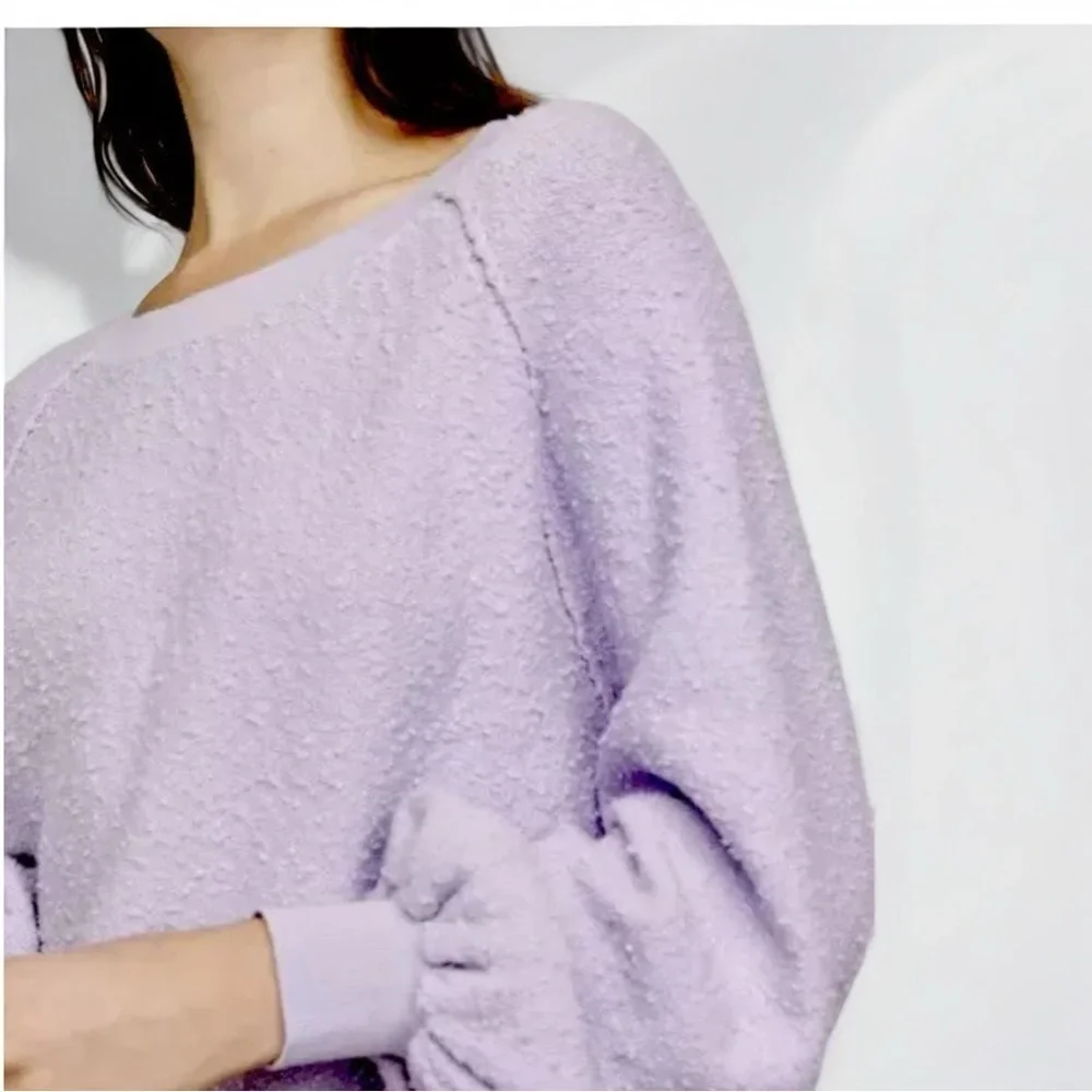 🌻Free People Found My Friend Purple Textured Knit Sweatshirt Women’s Size XS/S